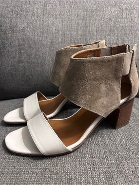Aquaitalia Enid White and Suede Block Heel Sandals Women’s size 9
